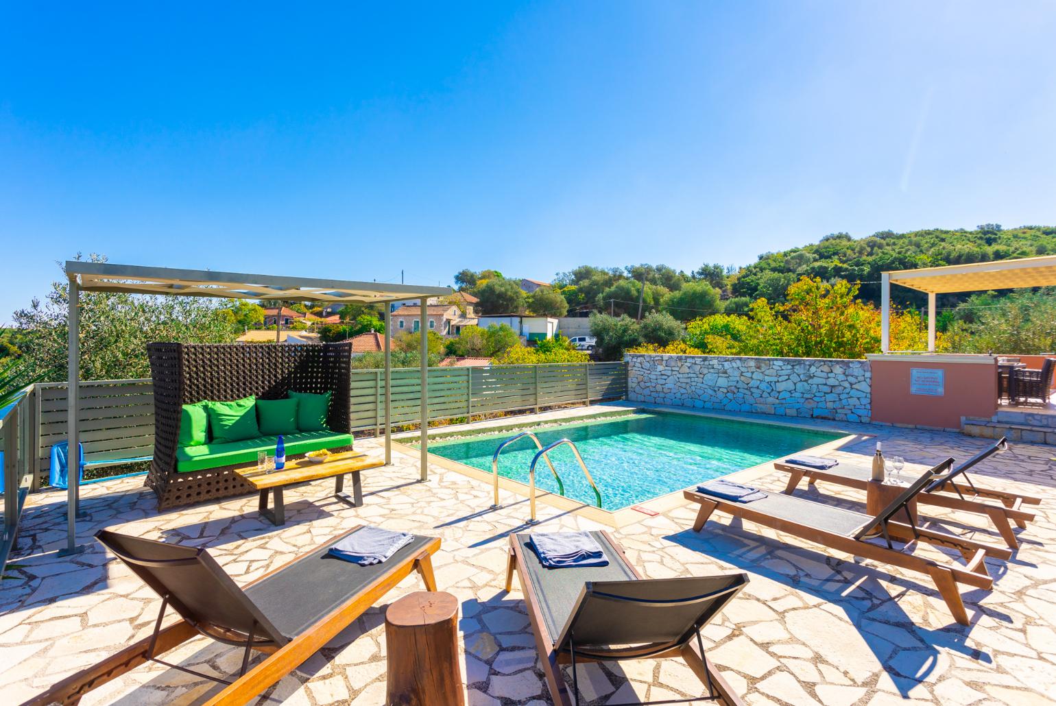 Private pool and terrace with sea views