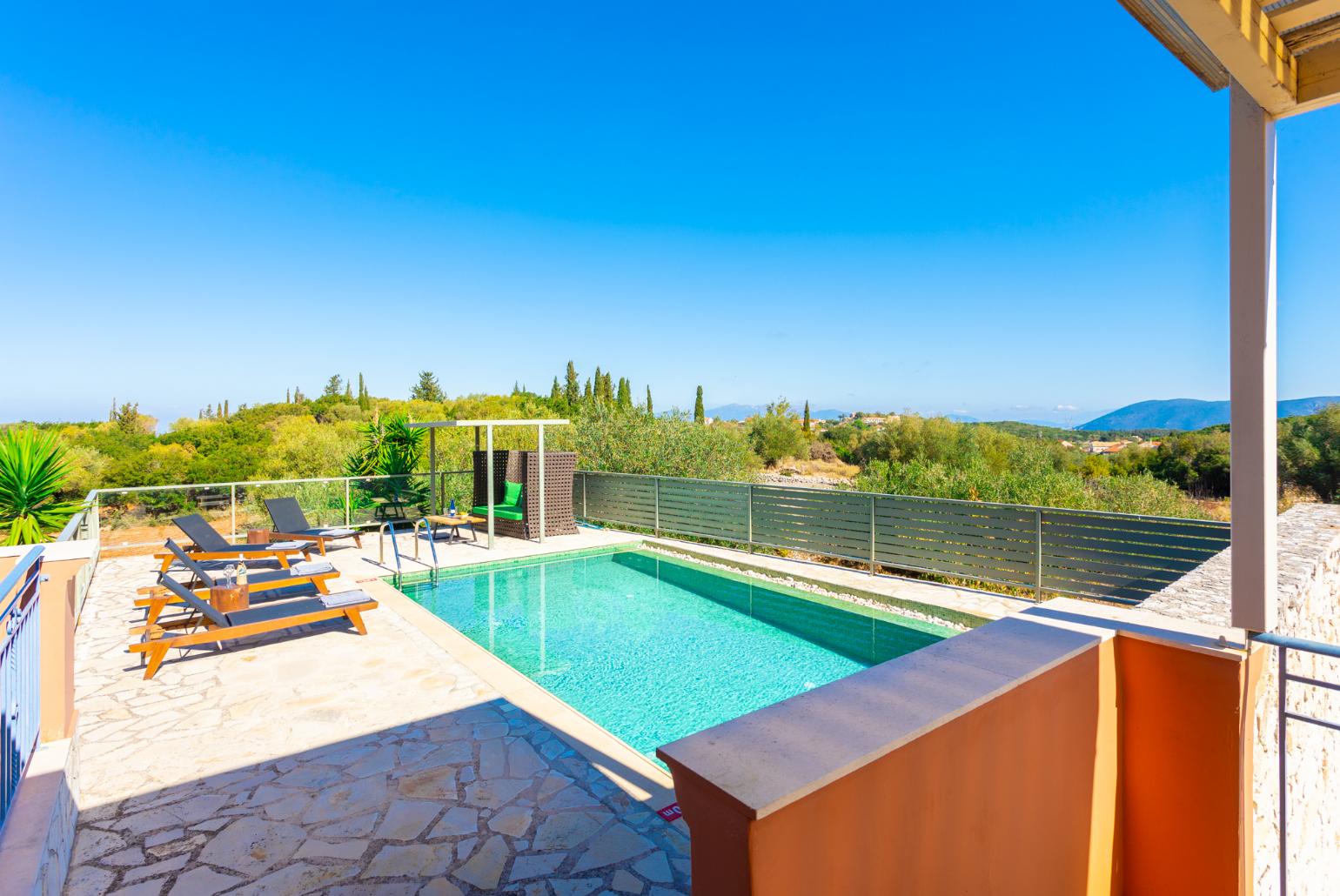 Private pool and terrace with sea views