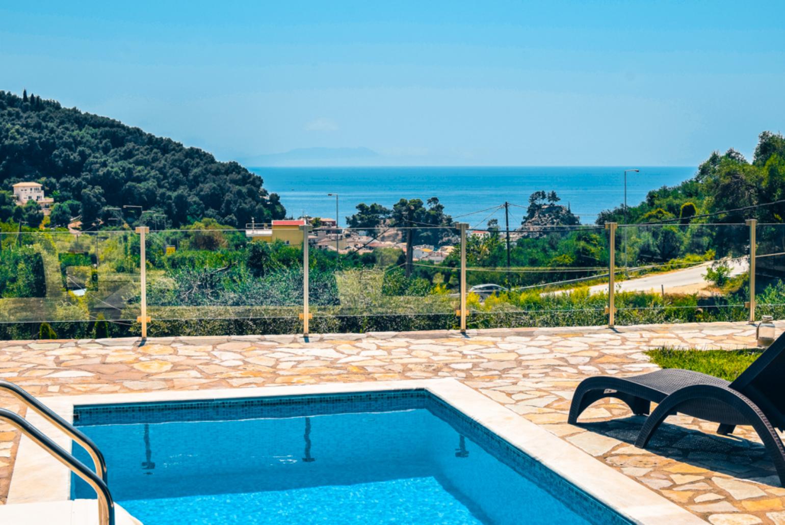 Private pool and terrace with sea views