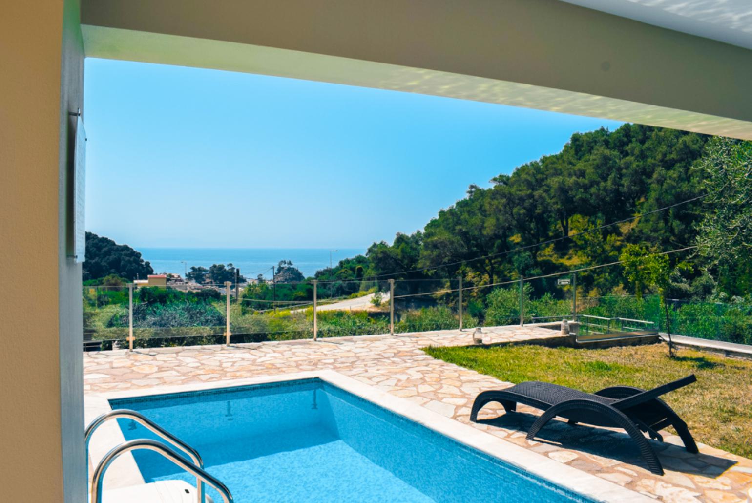 Private pool and terrace with sea views