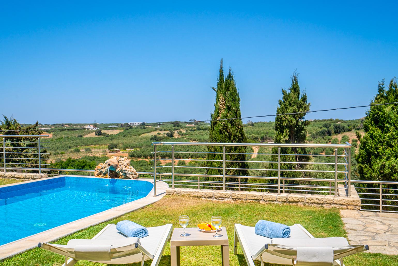 Private pool and terrace with countryside views