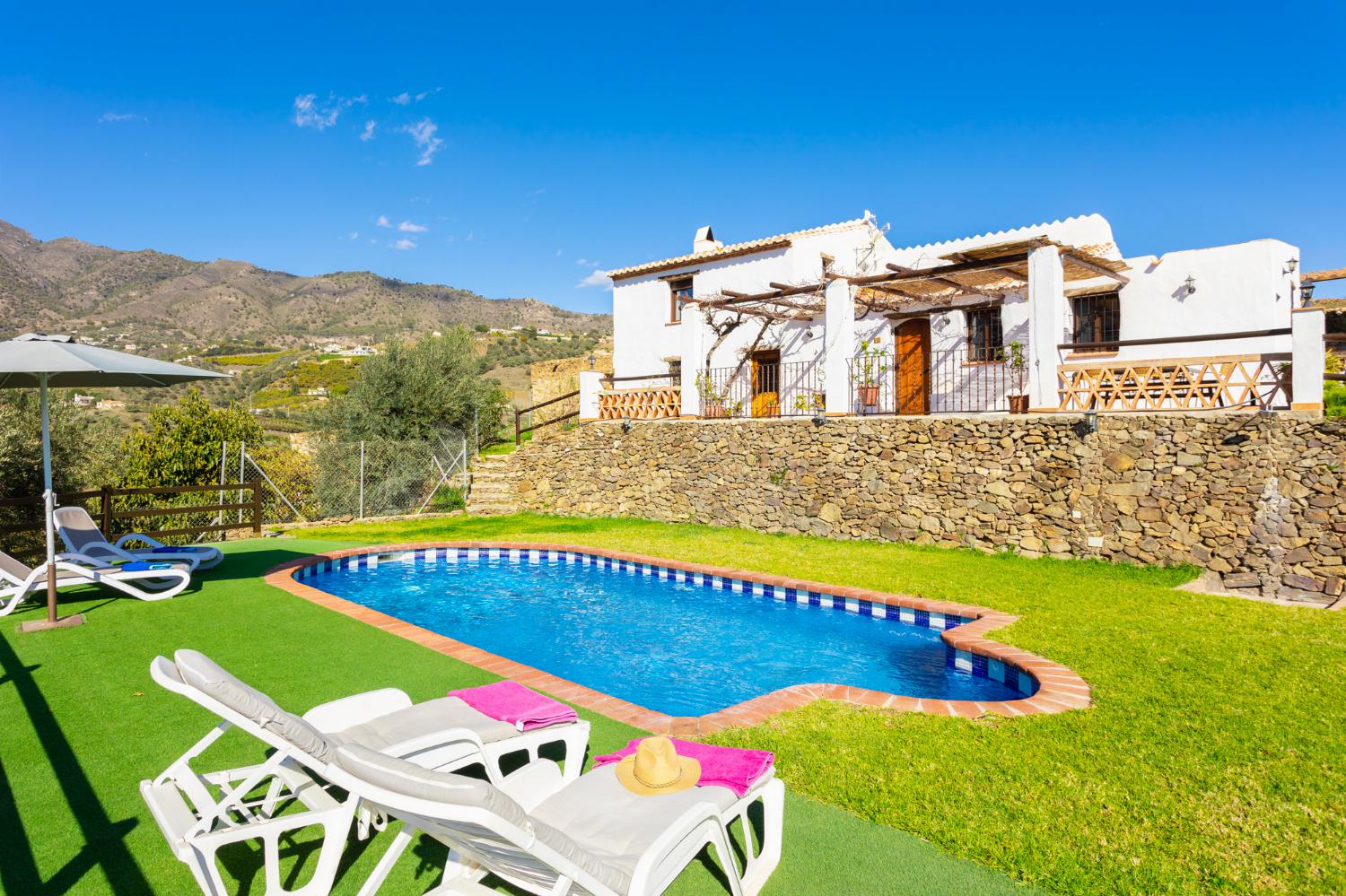 Beautiful villa with private pool, terrace, and garden with countryside views