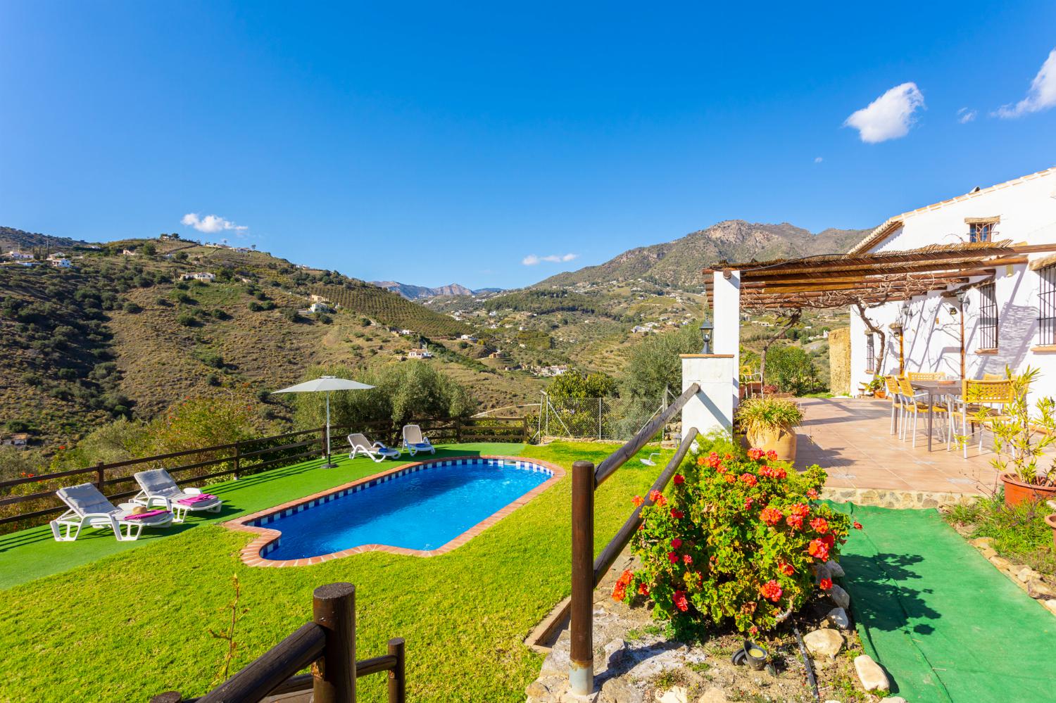 Beautiful villa with private pool, terrace, and garden with countryside views