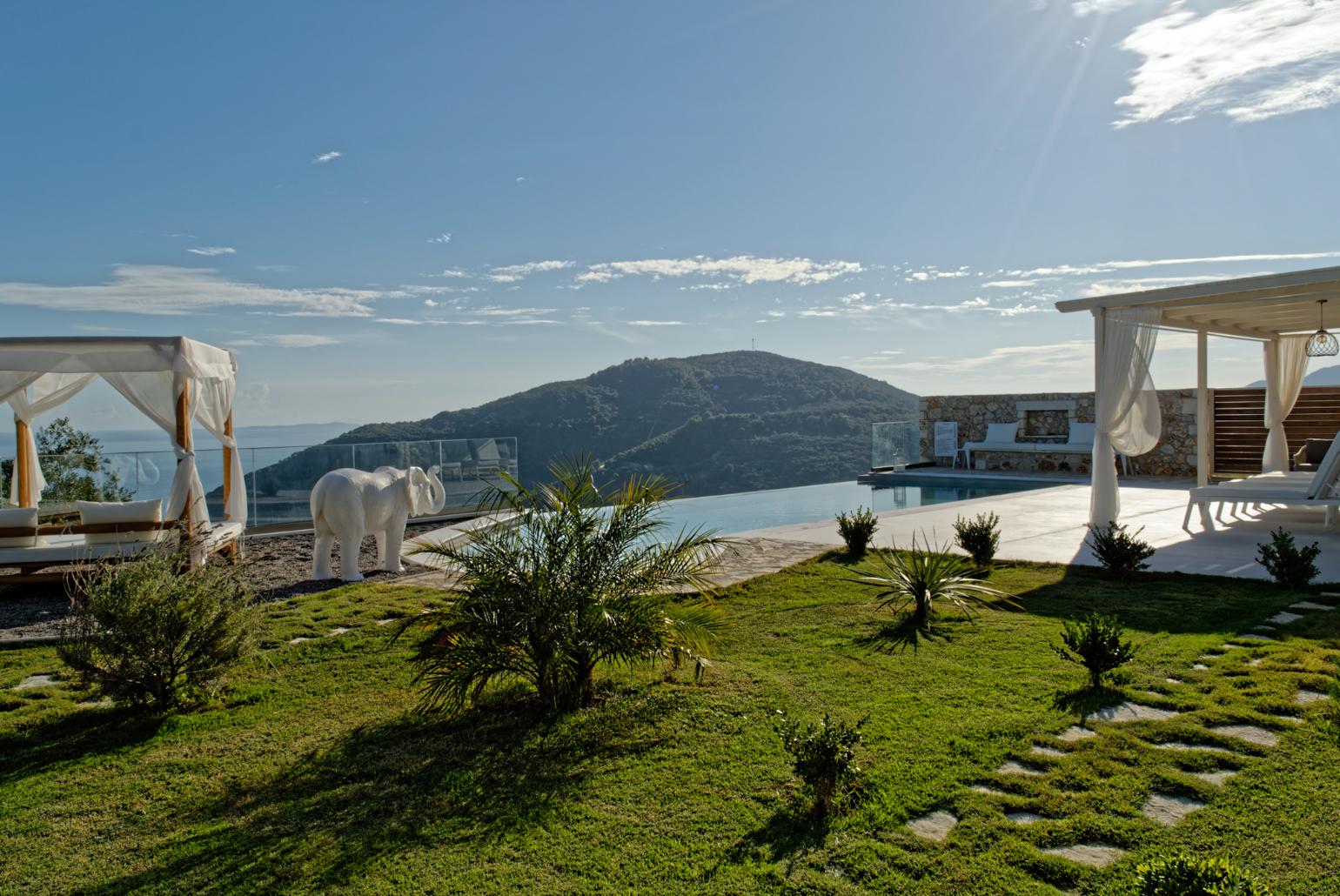 Private infinity pool and terrace with panoramic sea views