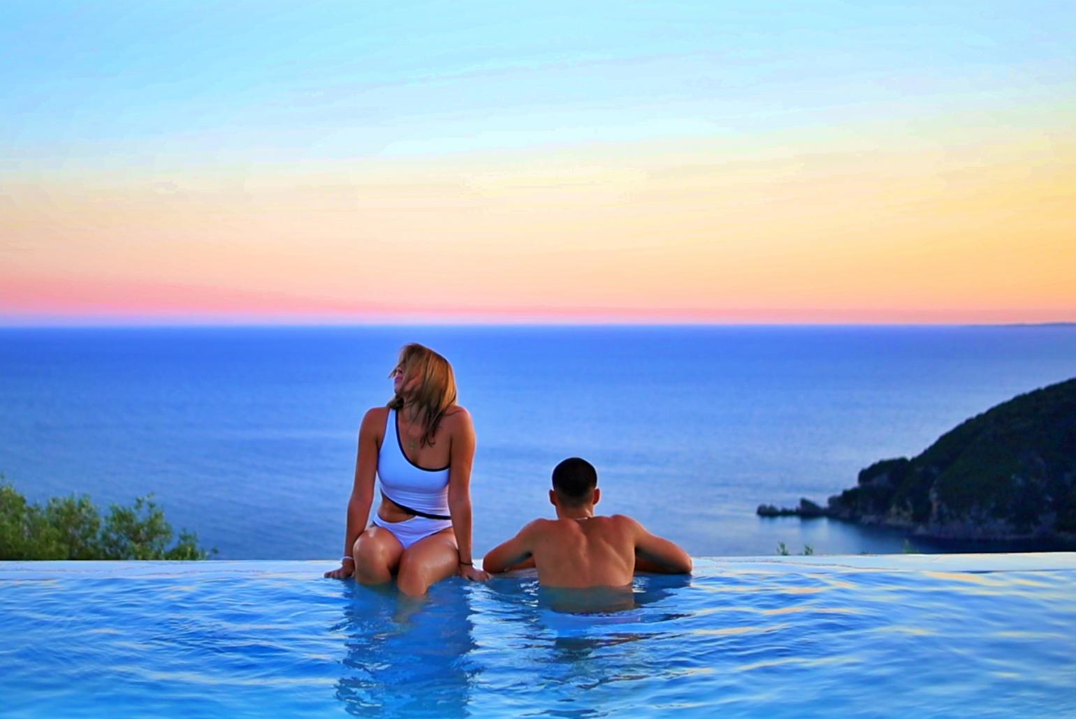 Private infinity pool with panoramic sea views