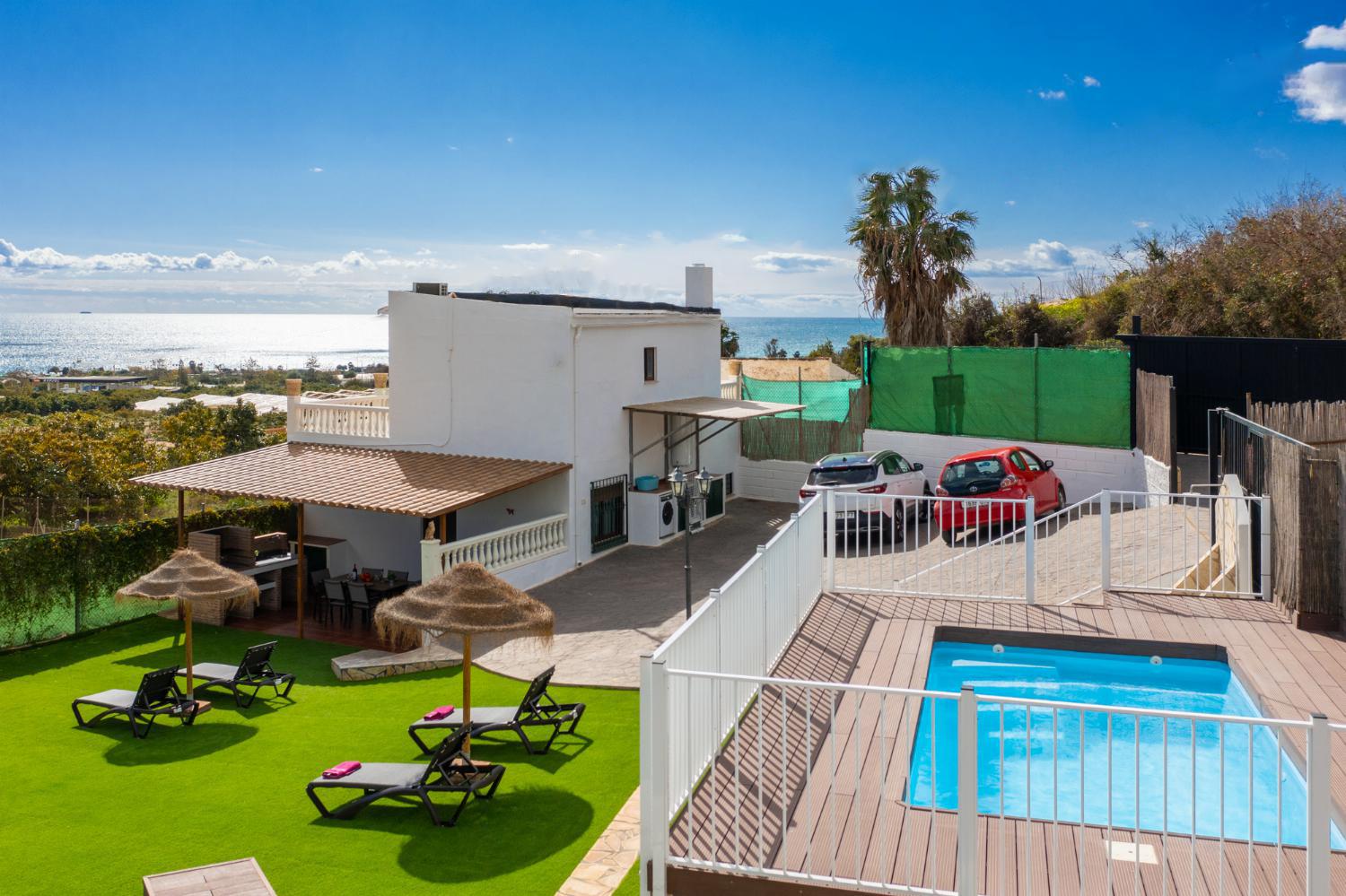 ,Beautiful villa with private pool and terrace with sea views