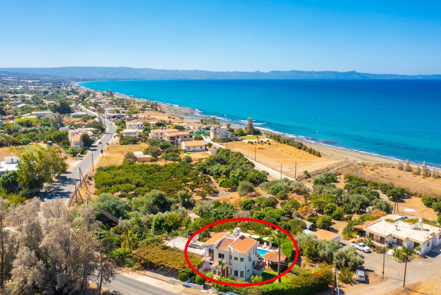 Aerial view showing location of Villa Sotiroula