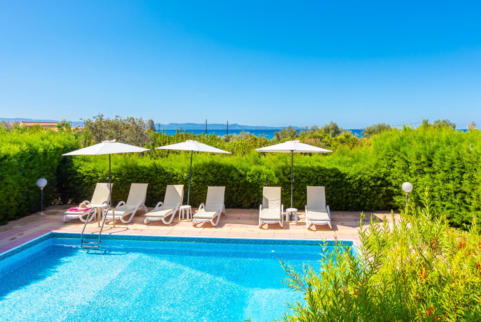 Private pool, terrace, and garden