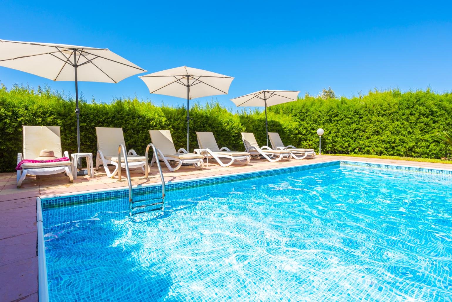 Private pool, terrace, and garden