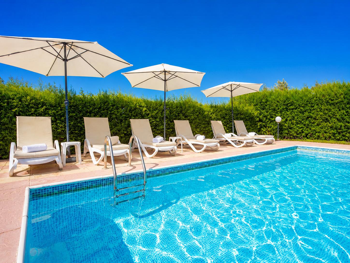 Private pool, terrace, and garden