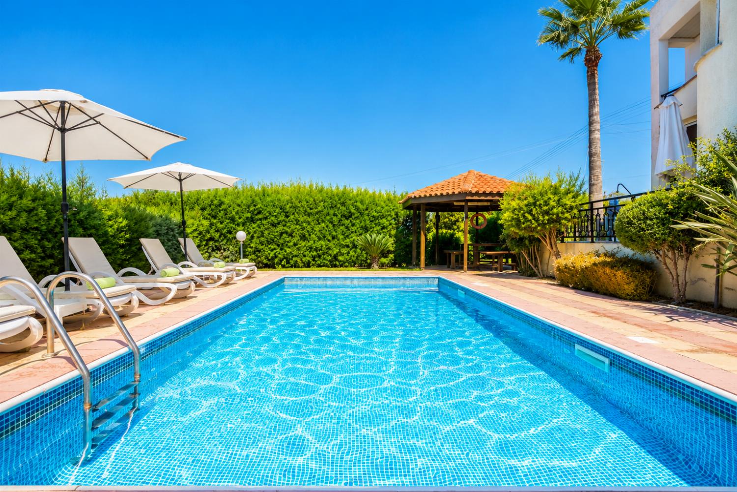 Private pool, terrace, and garden