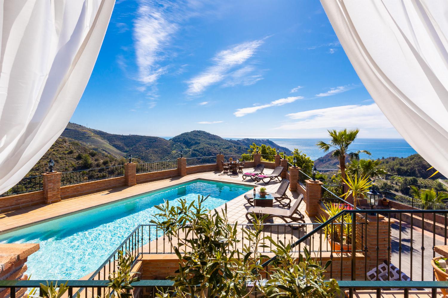 Private pool and terrace with panoramic sea views