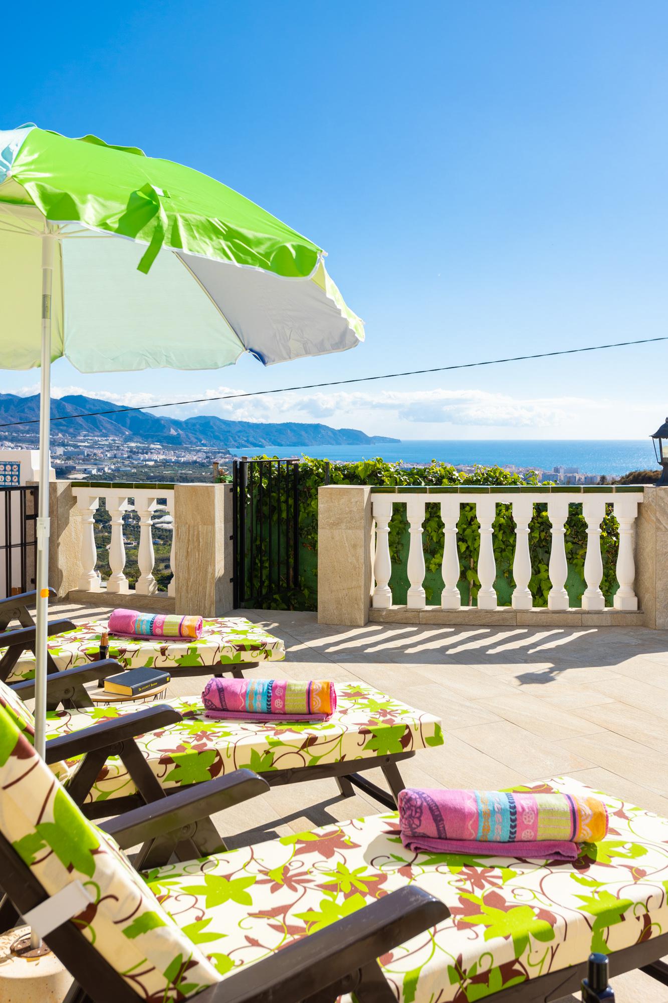 Terrace area with panoramic views of sea and mountains