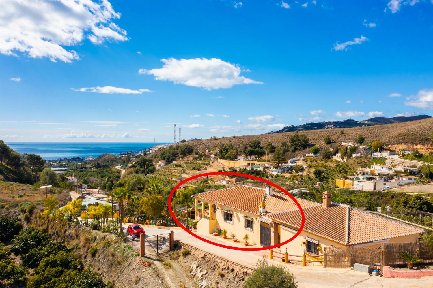 Aerial view showing location of Villa Las Palomas