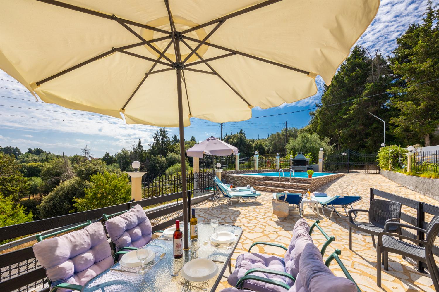 Private pool and terrace with sea views