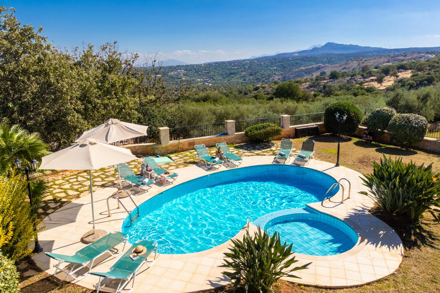 Private pool, terrace, and garden