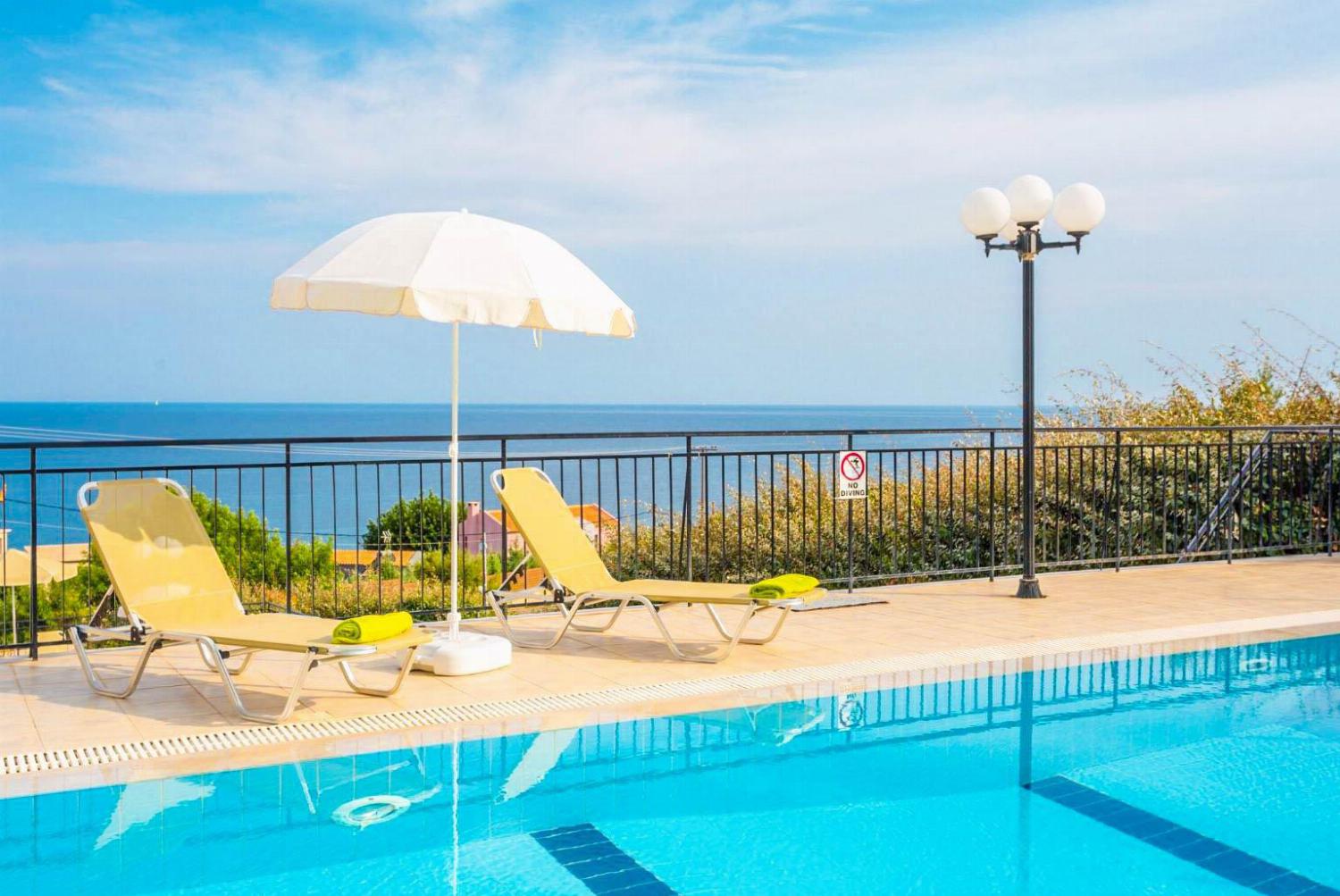 Pool and terrace with a beautiful sea view