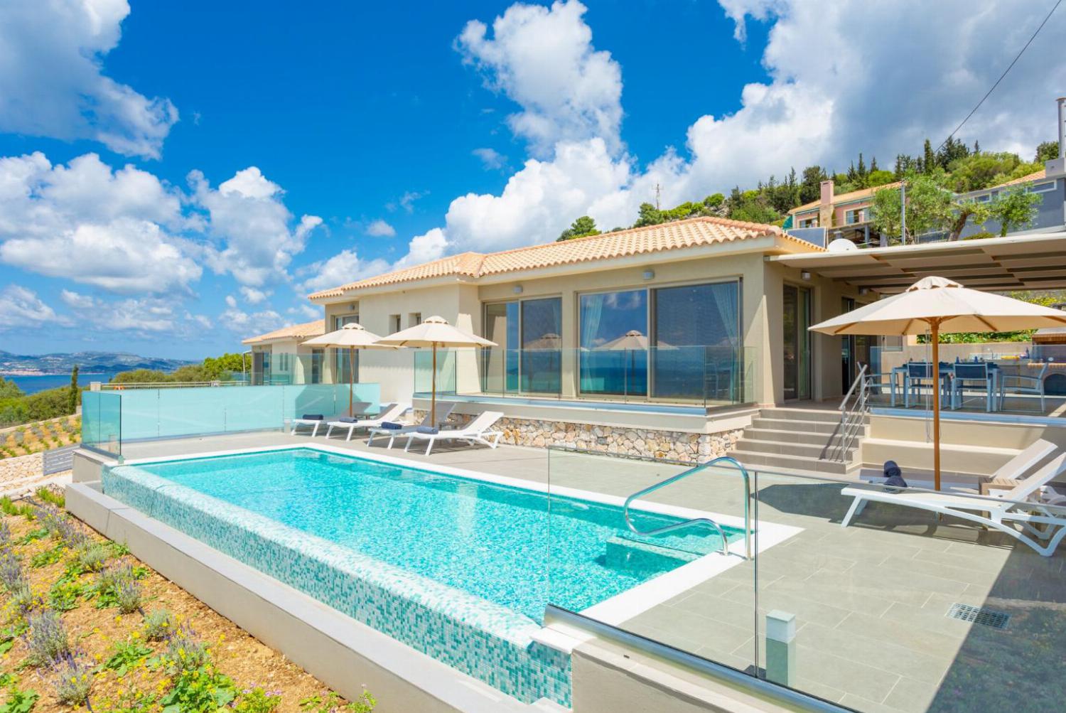 ,Private pool and terrace with panoramic sea views