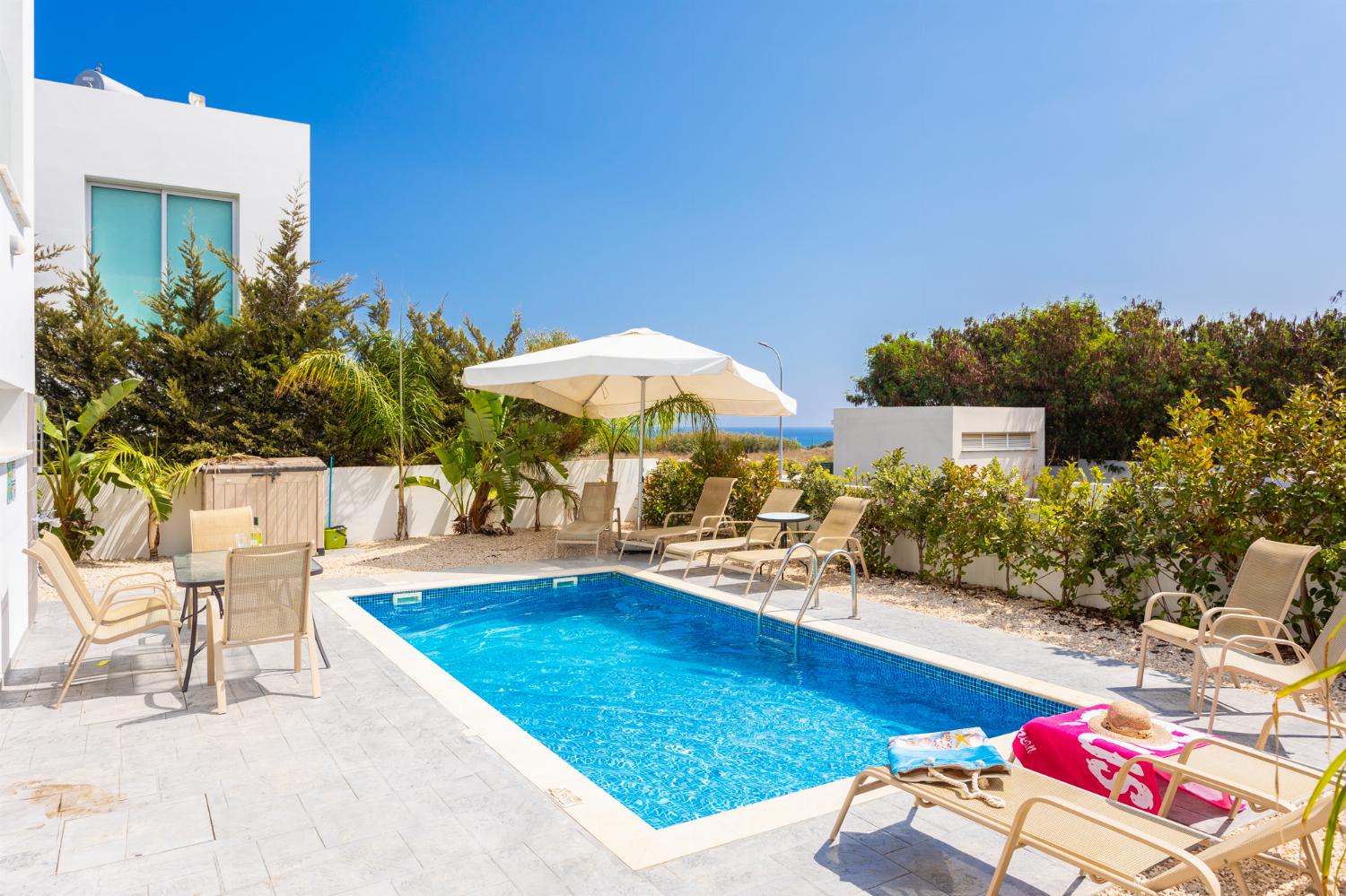 Private pool and terrace with sea views