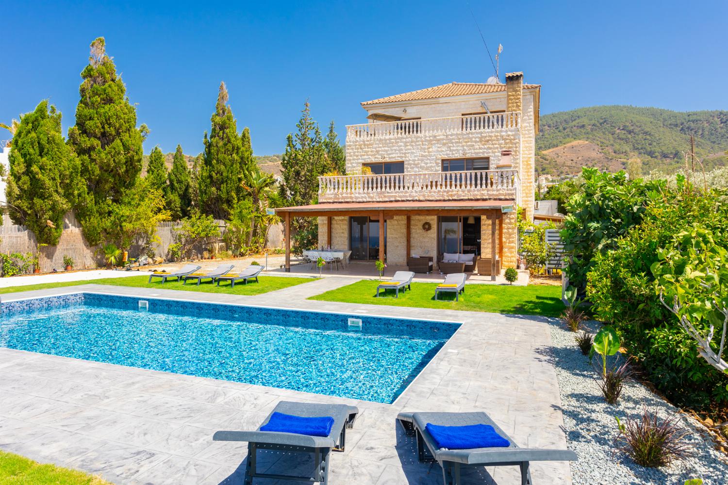 ,Beautiful villa with private pool and terrace with panoramic sea views