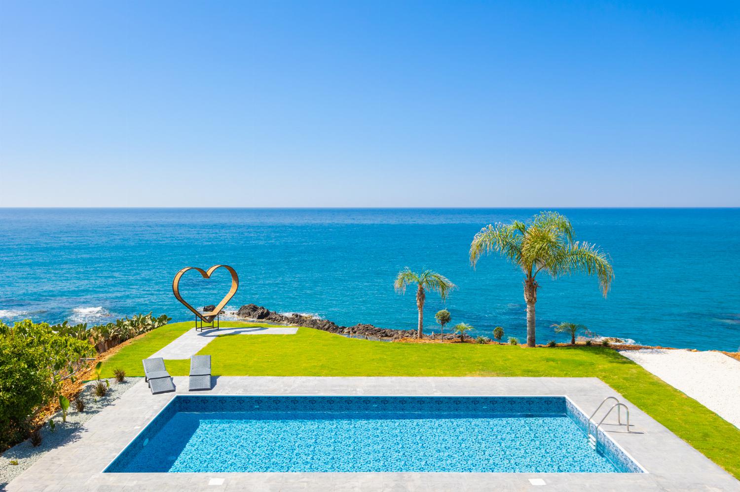 Private pool and terrace with panoramic sea views