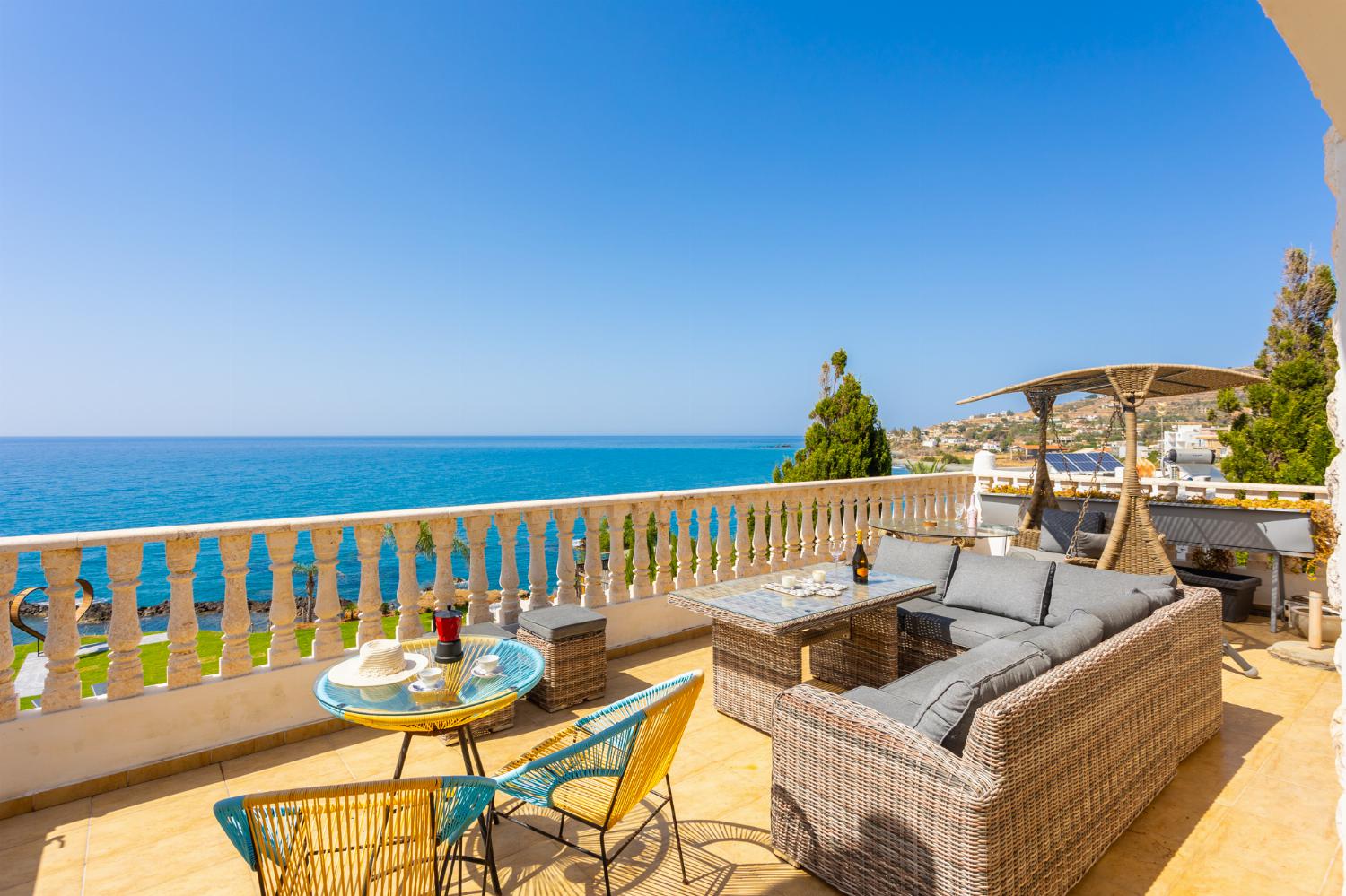 Upper terrace area with panoramic sea views