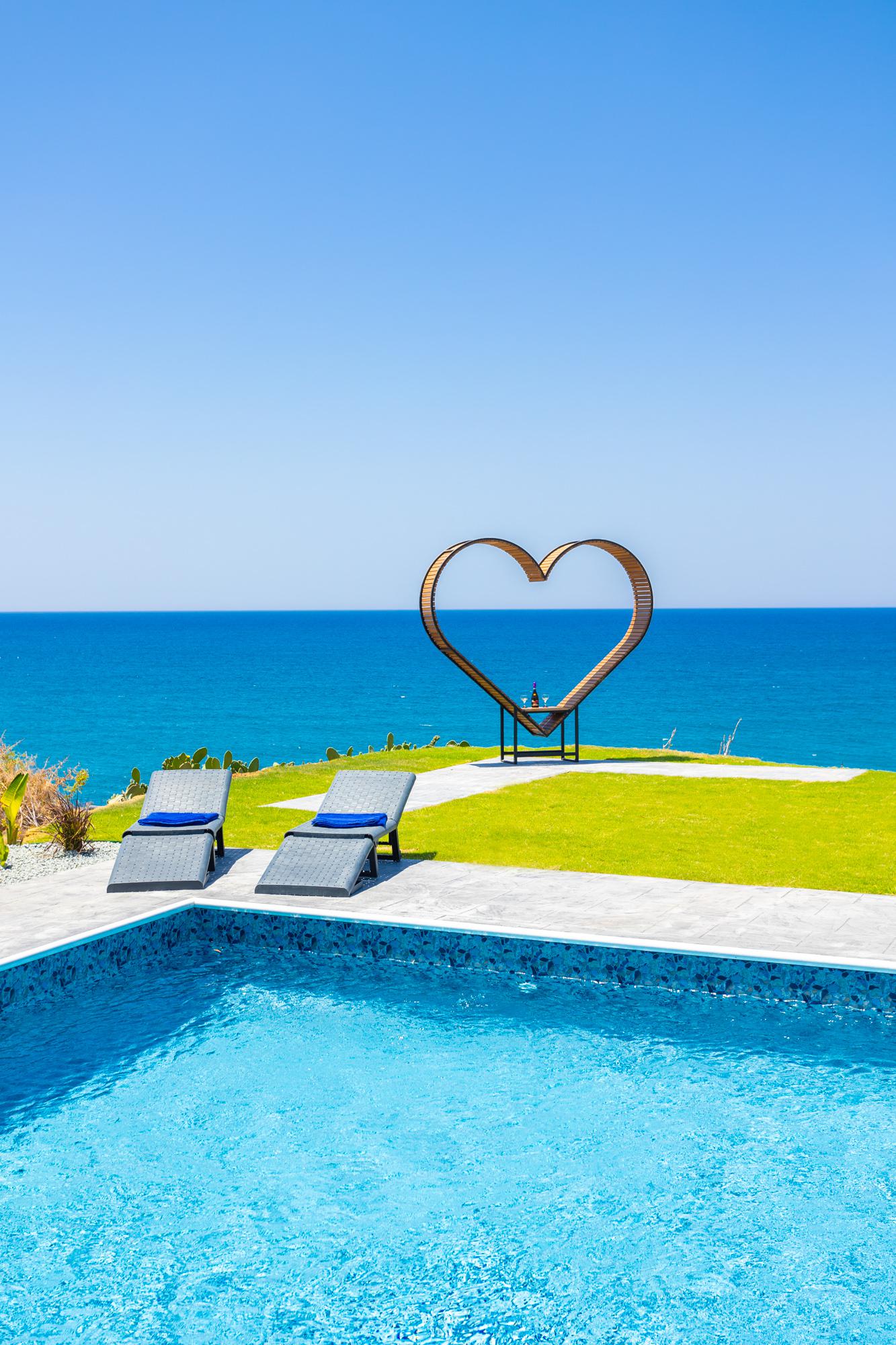 Private pool and terrace with panoramic sea views