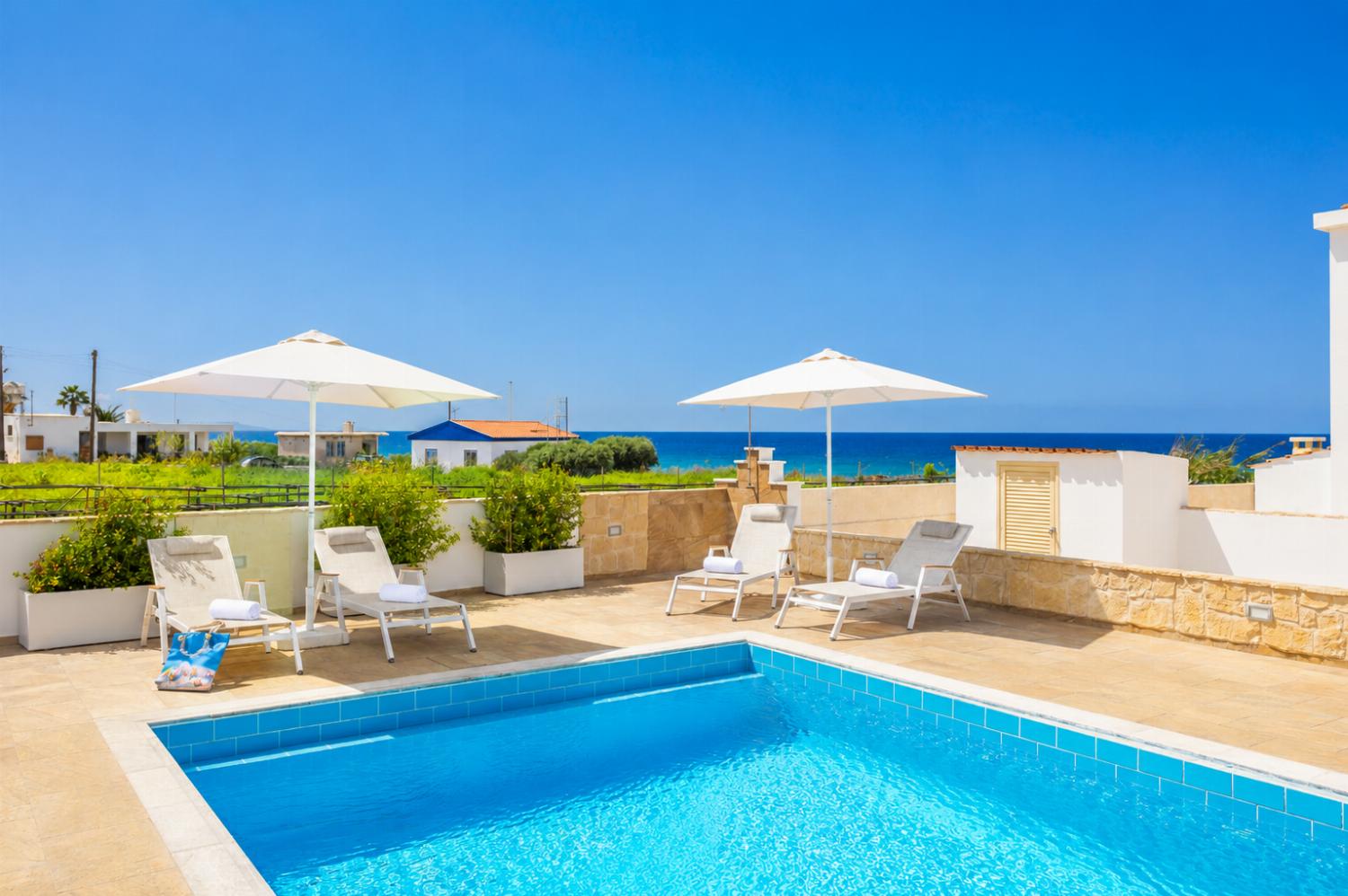 Private pool and terrace with sea views