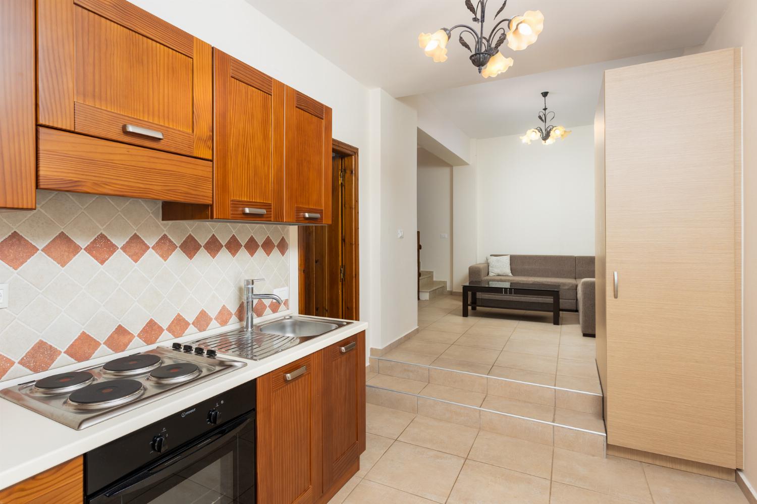 Living area with sofa and kitchenette 