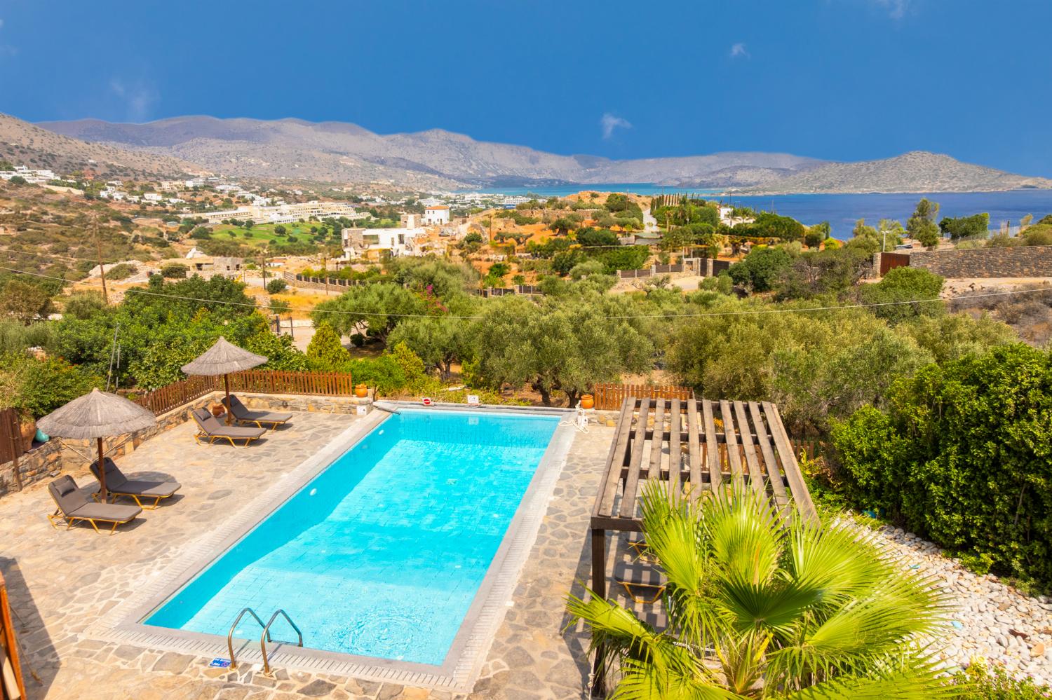 Private pool and terrace with sea views