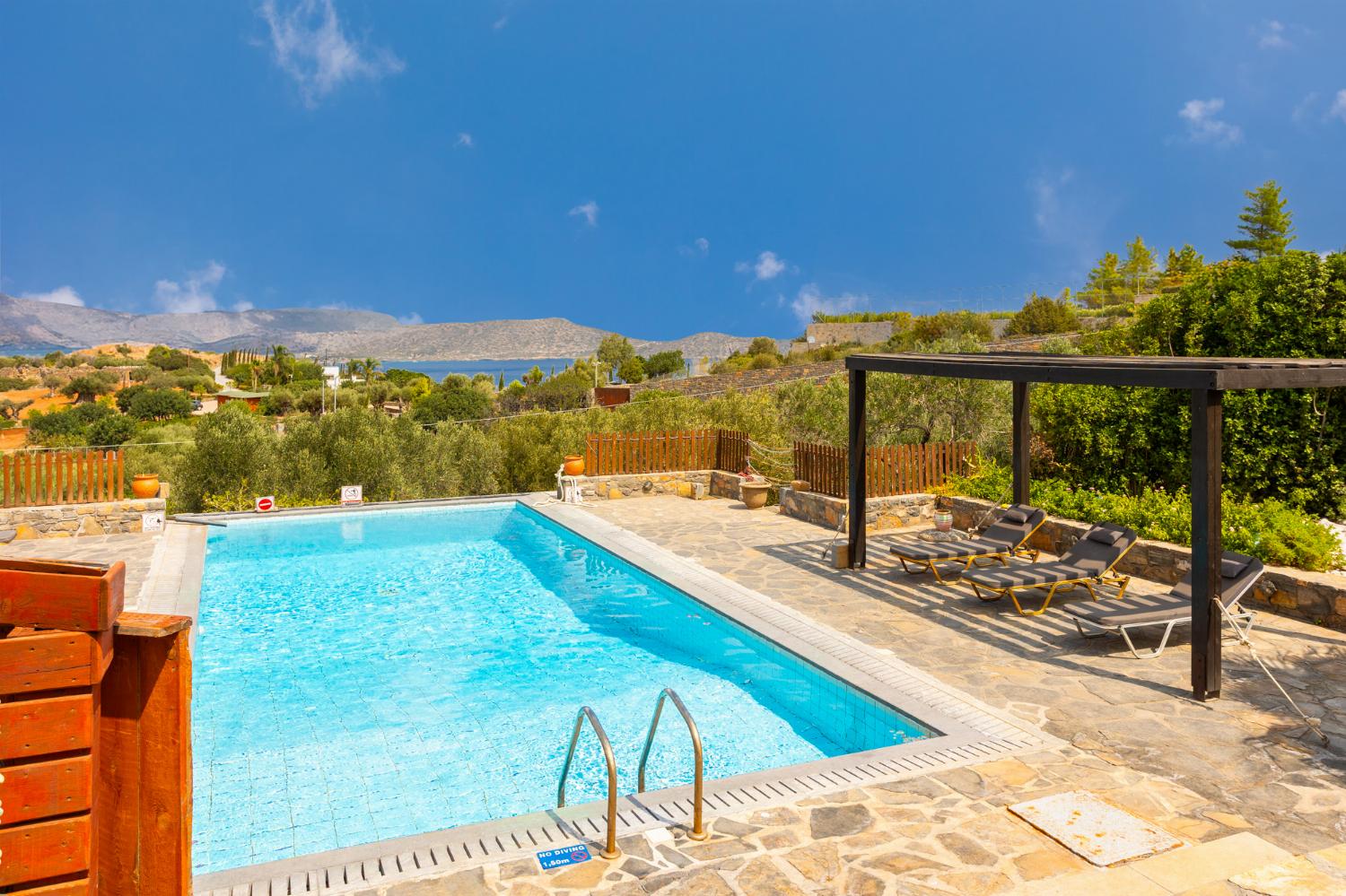 Private pool and terrace with sea views