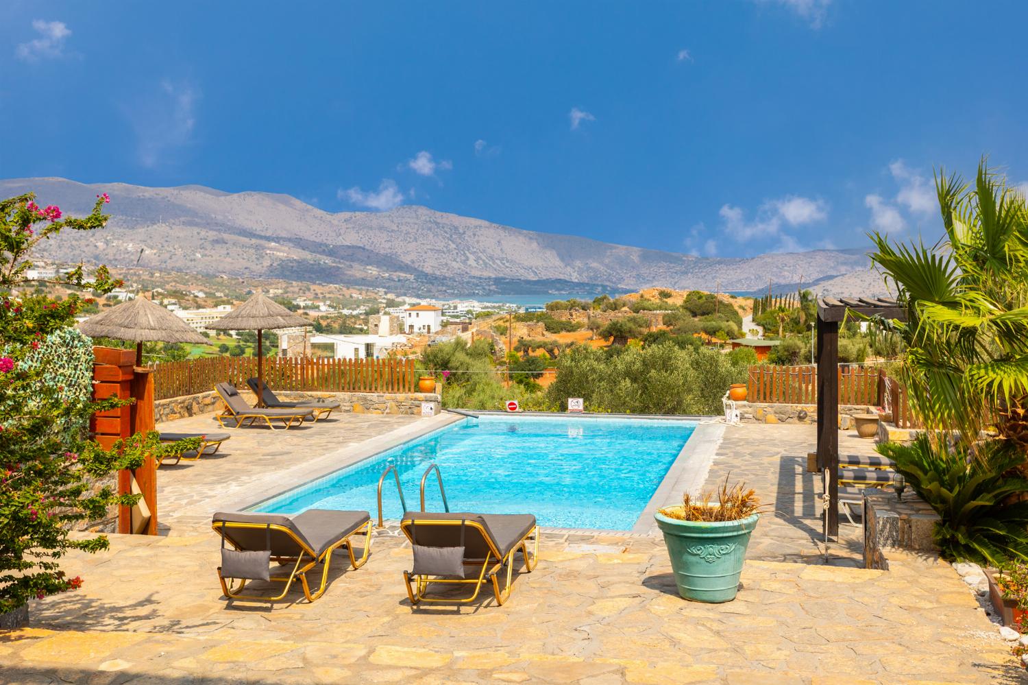 Private pool and terrace with sea views