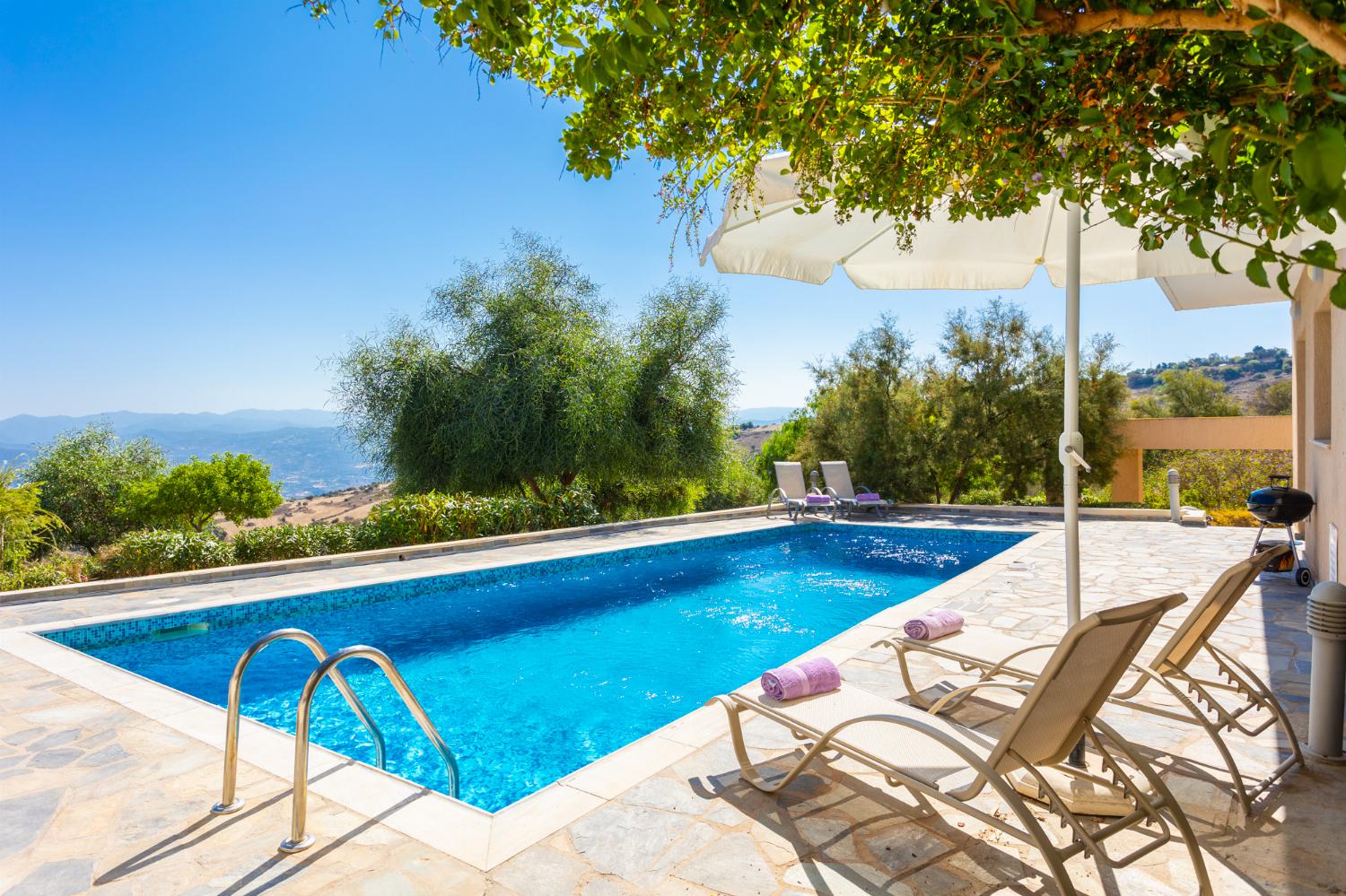 Private pool and terrace with sea views