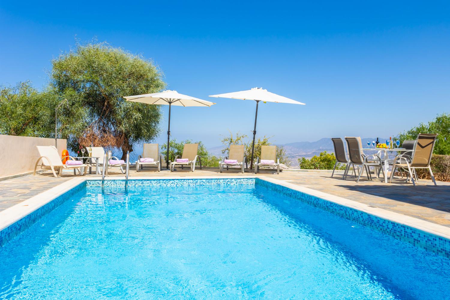Private pool and terrace with sea views