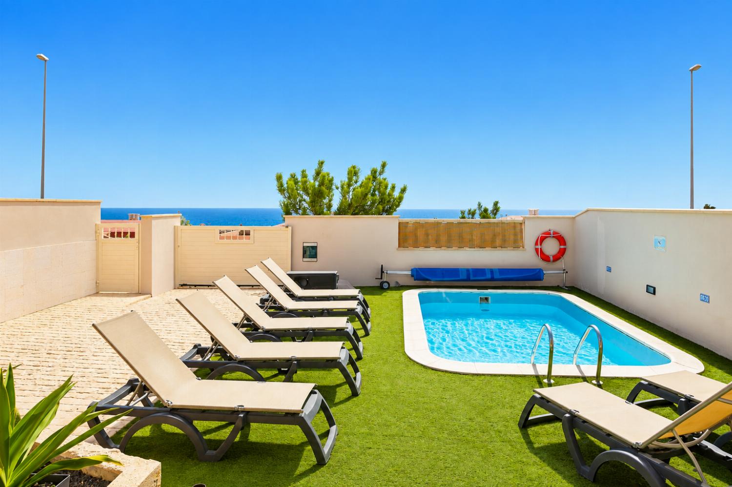 Private pool and terrace with sea views
