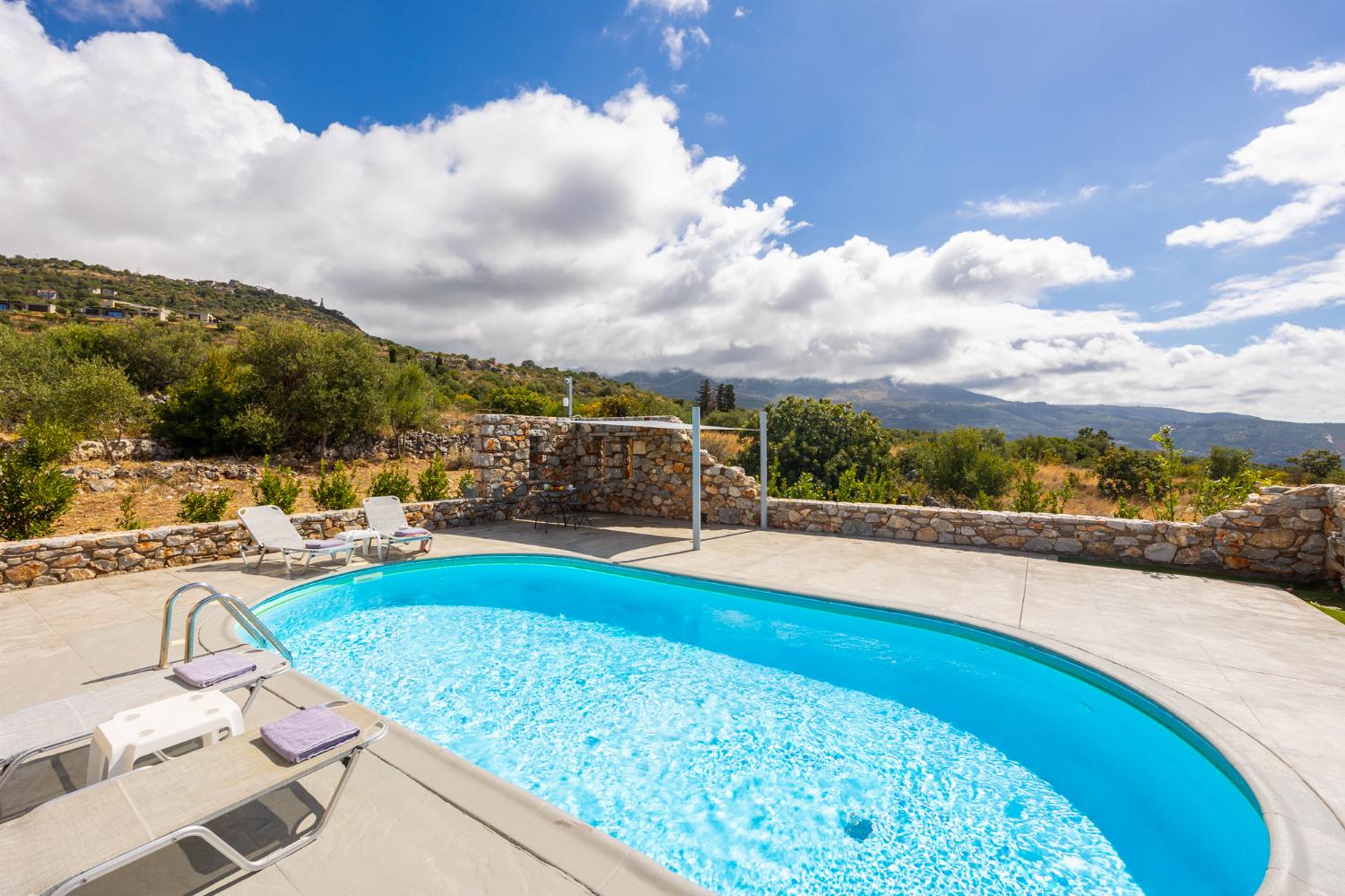 Private pool and terrace with sea views