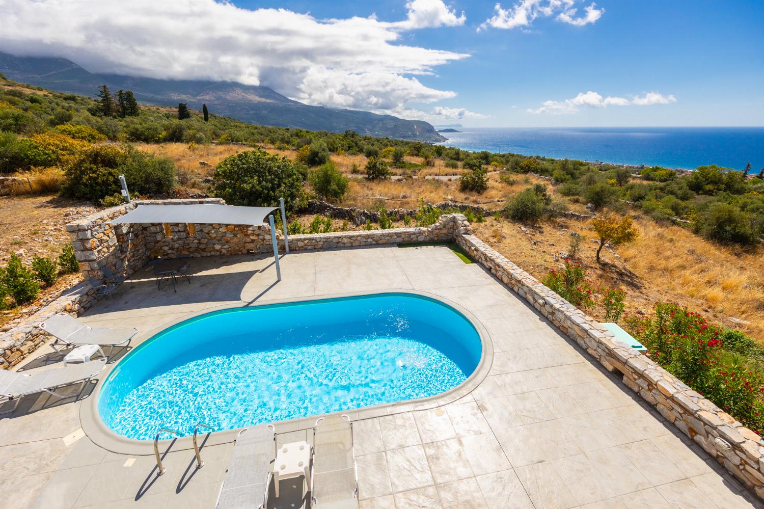 Private pool and terrace with sea views