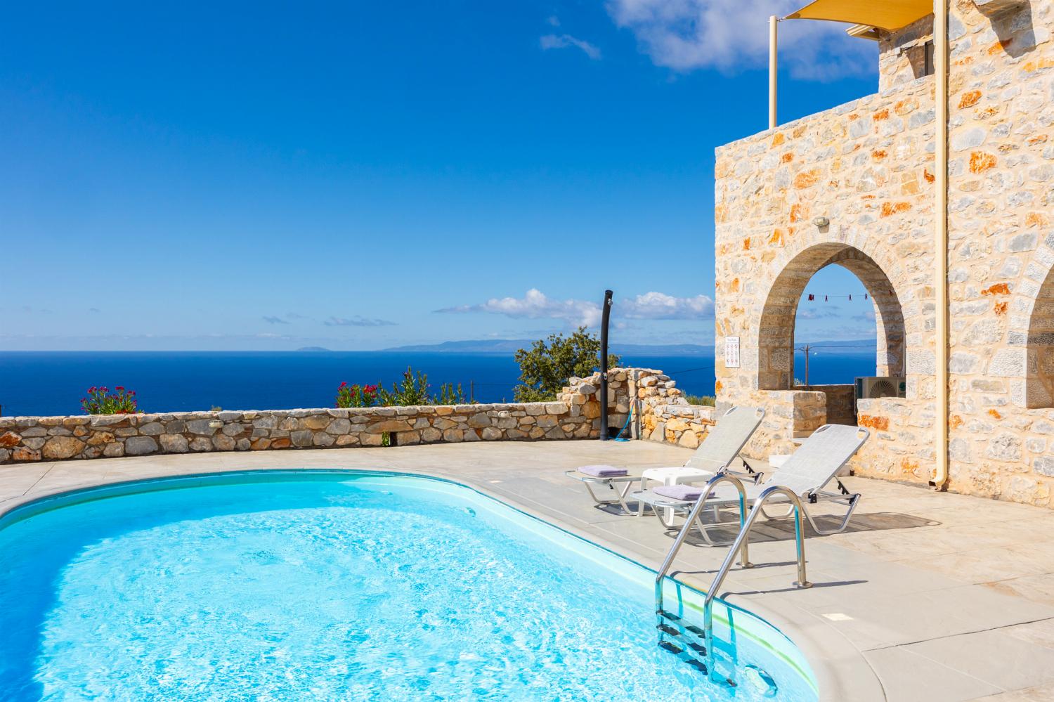 Private pool and terrace with sea views