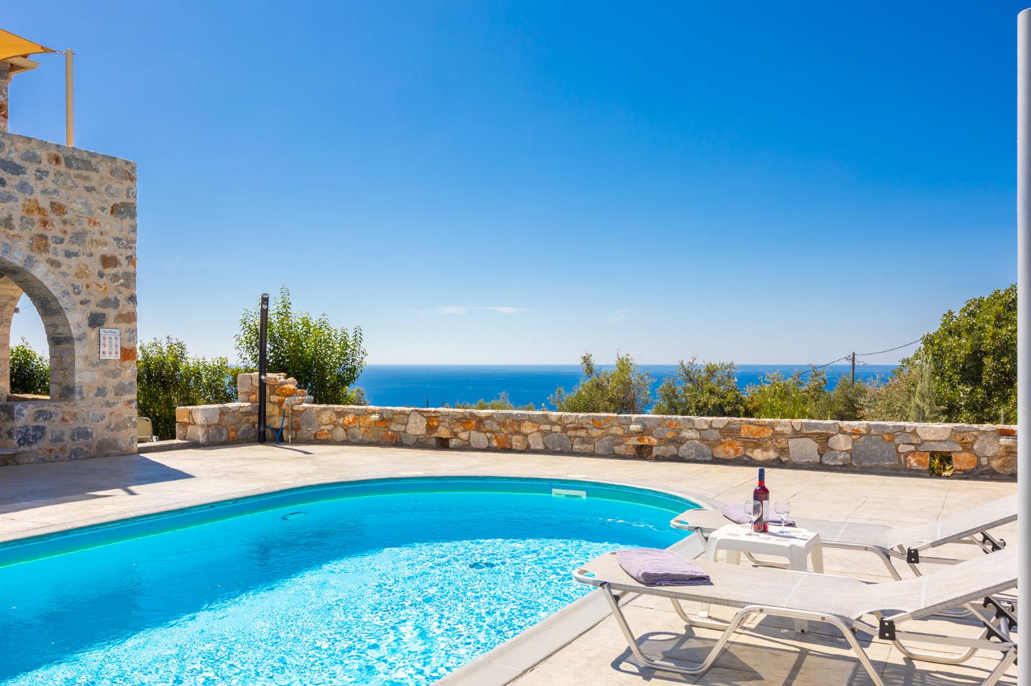 Private pool and terrace with sea views
