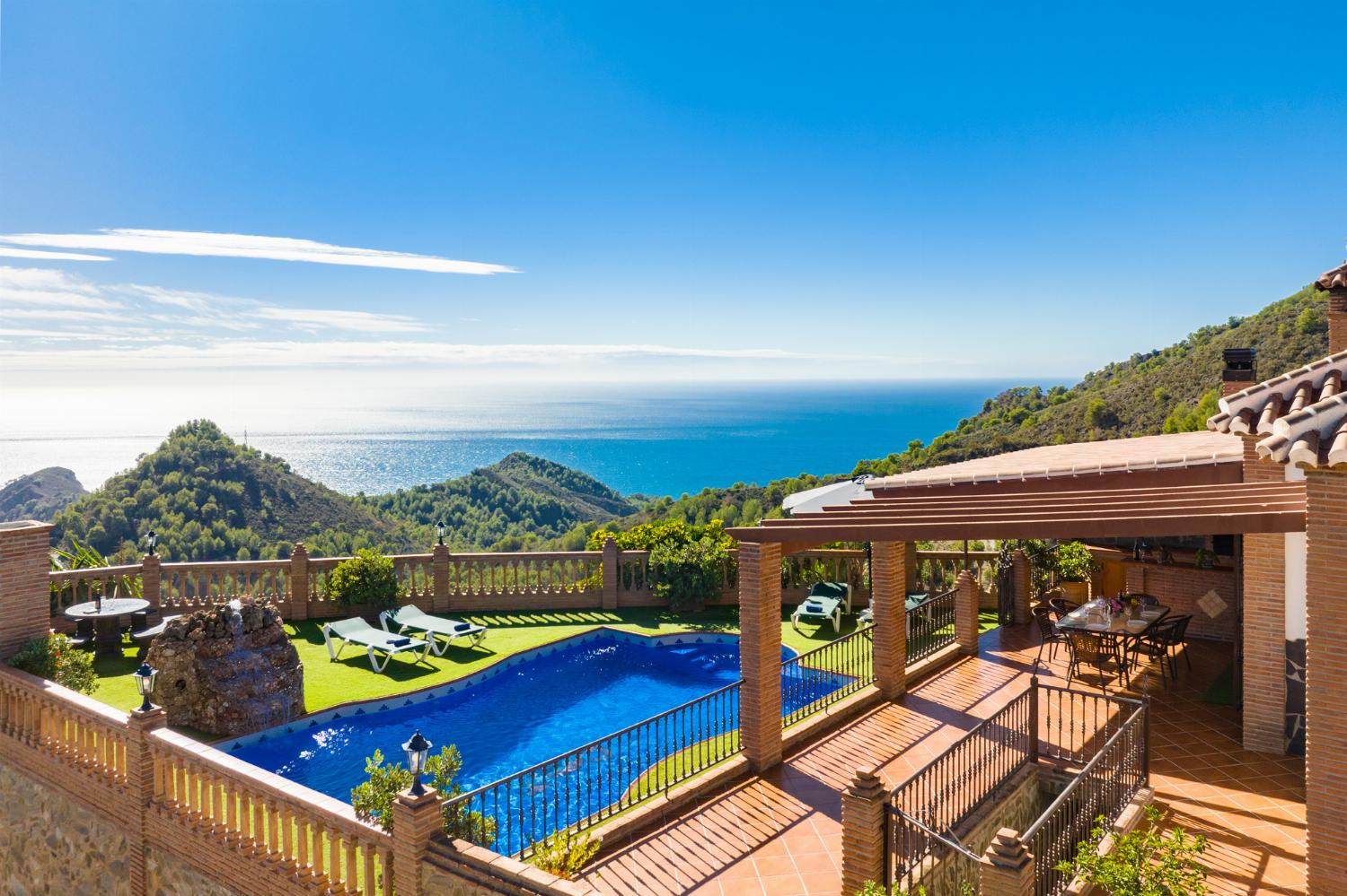 ,Private pool and terrace with sea views