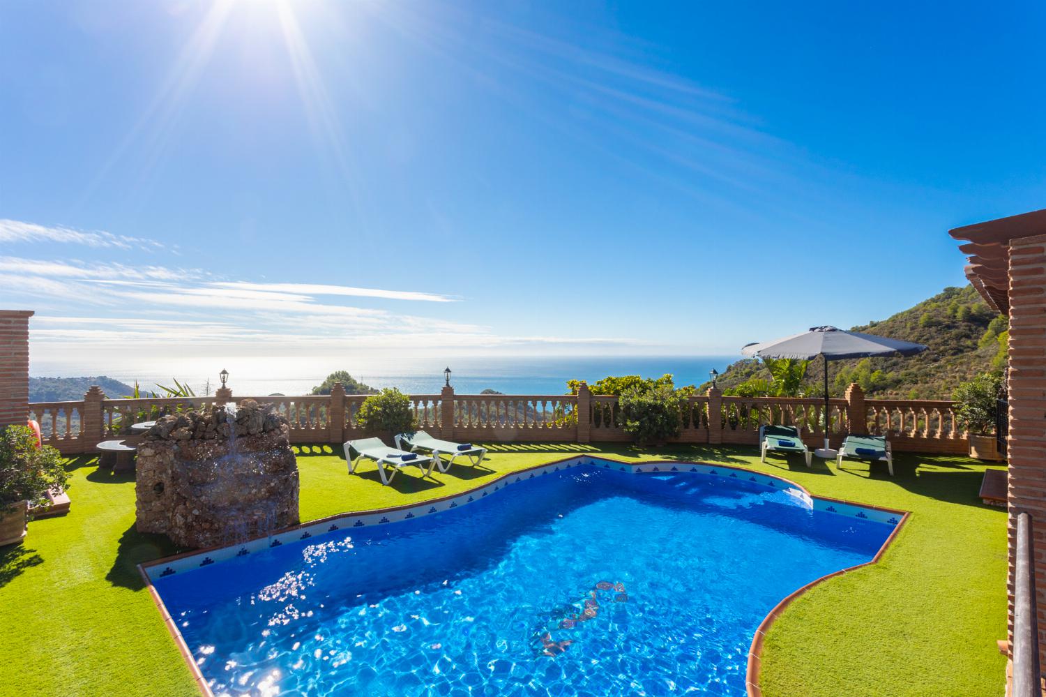 Private pool and terrace with sea views