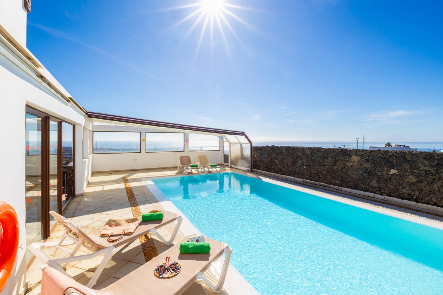 Private pool and terrace with sea views