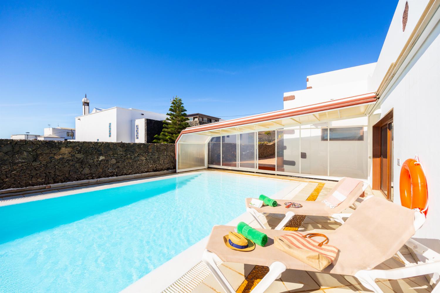 Private pool and terrace with sea views