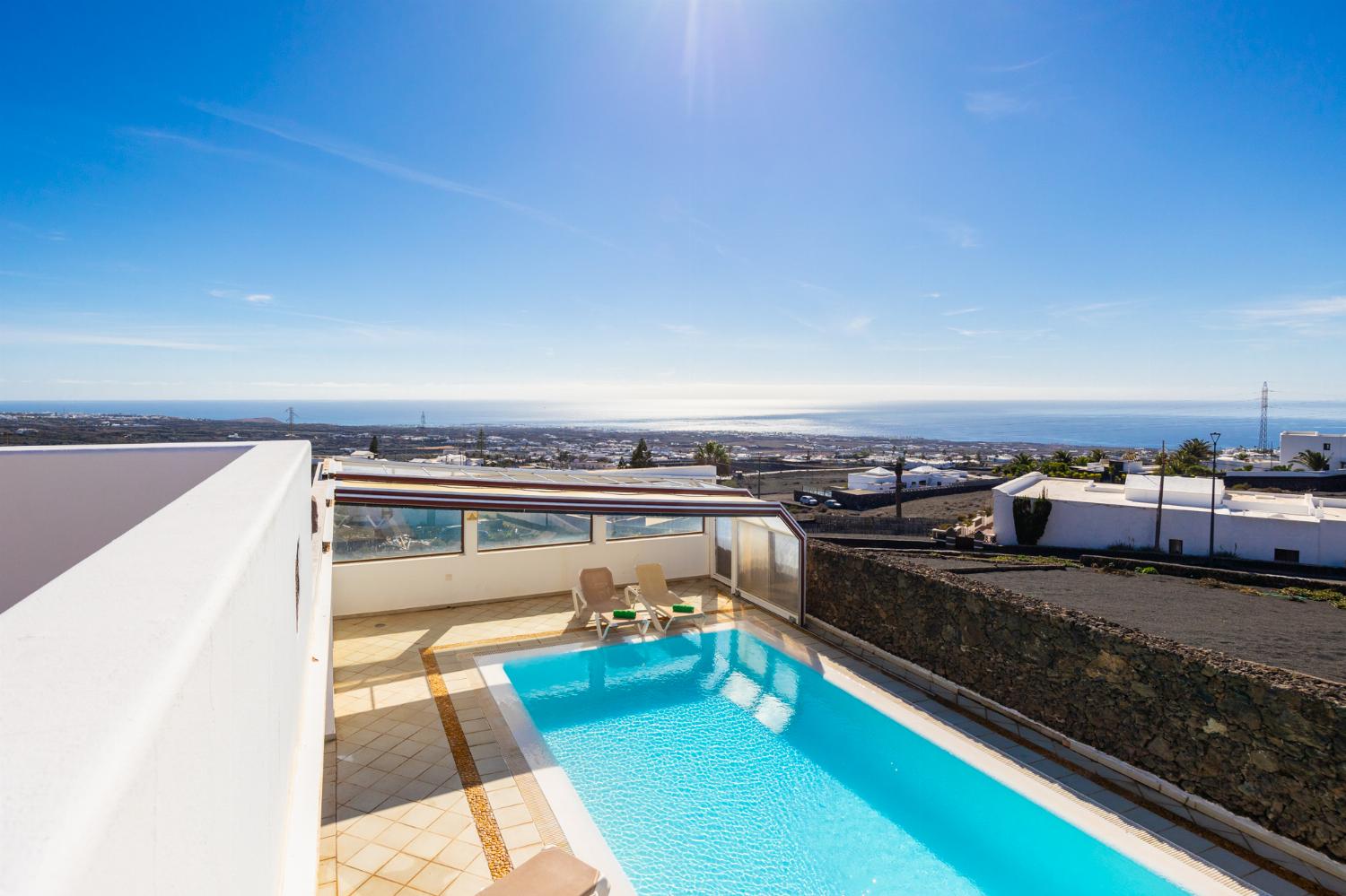 Private pool and terrace with sea views