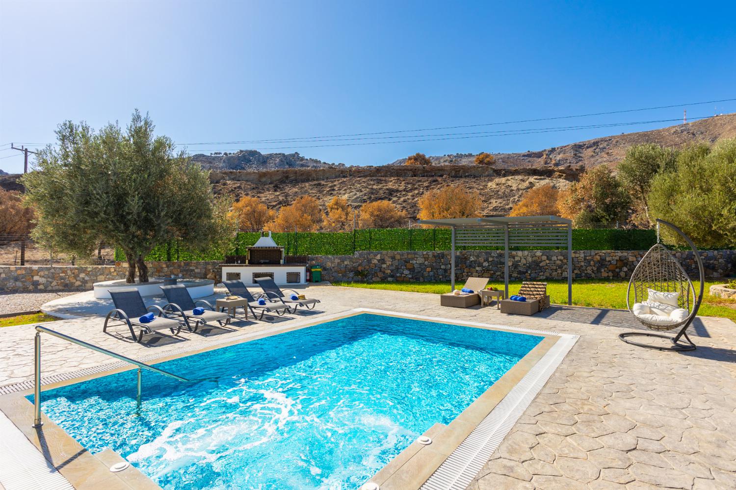 Private pool, terrace, and garden
