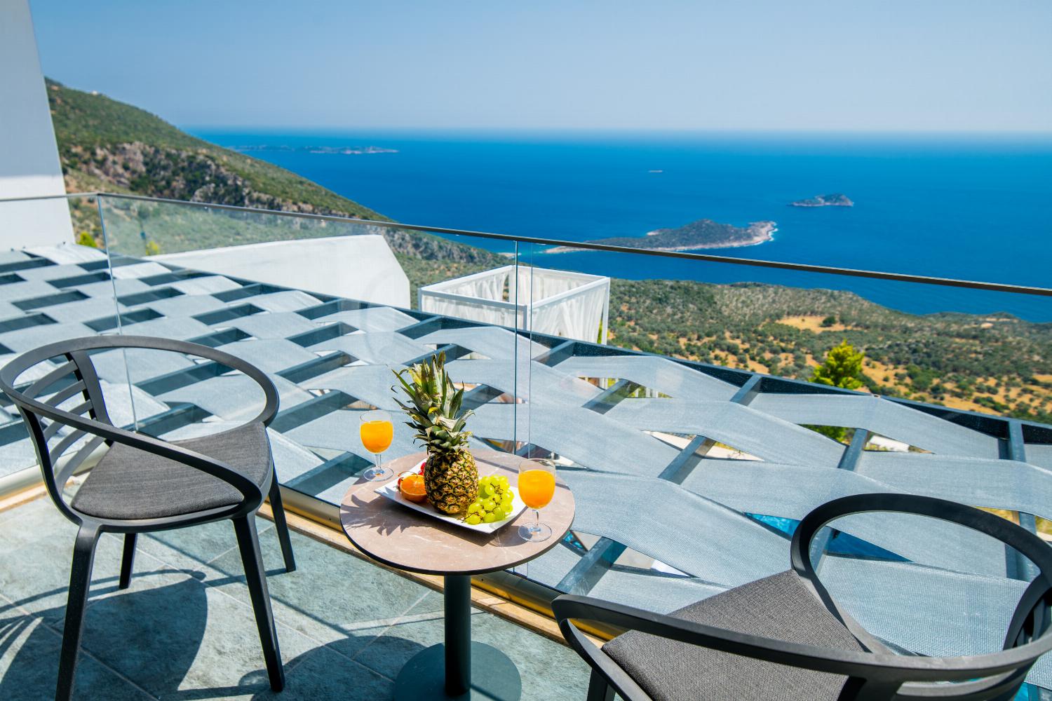 Upper terrace area with panoramic sea views