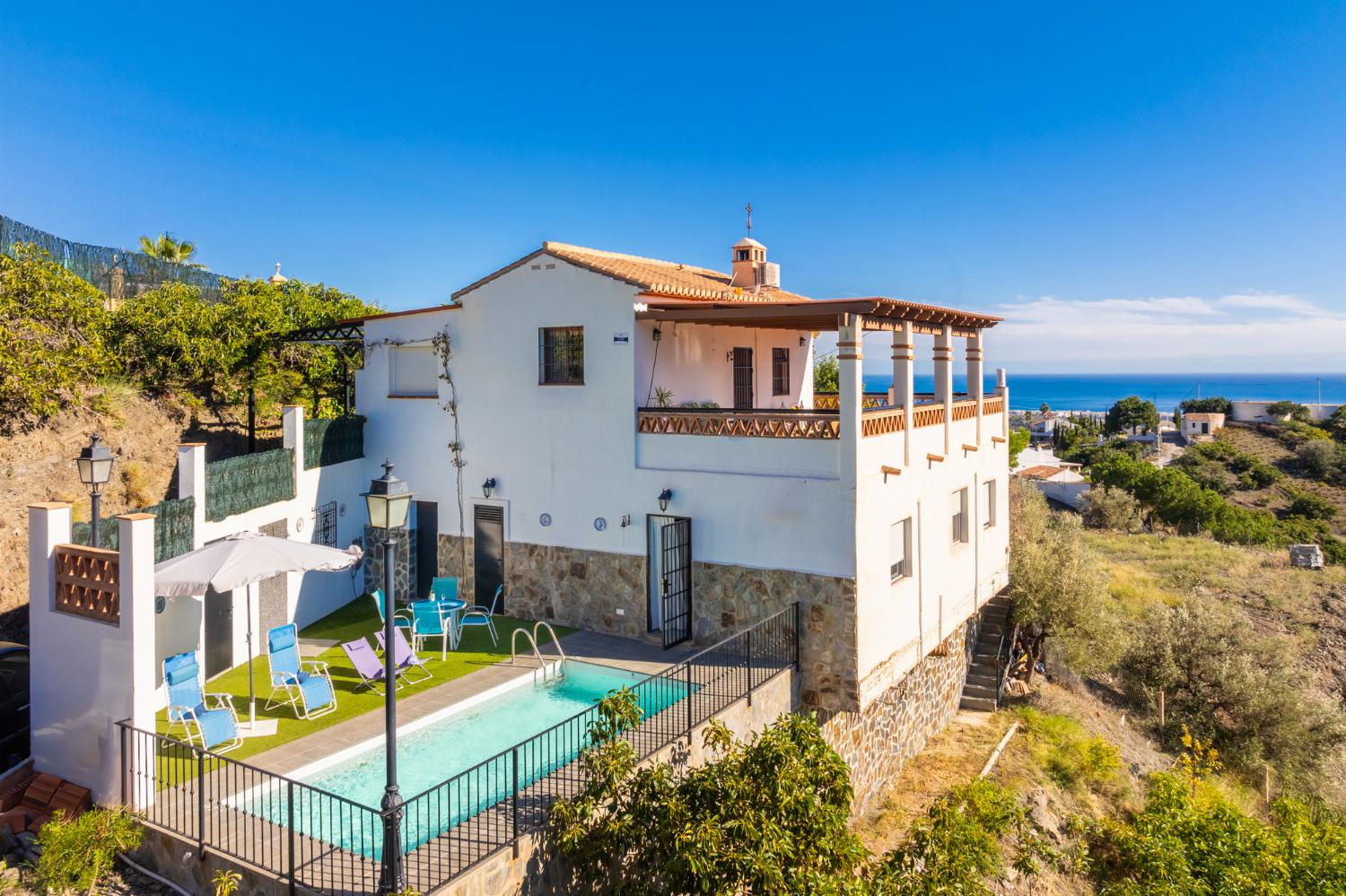 ,Beautiful villa with private pool and terrace with sea views