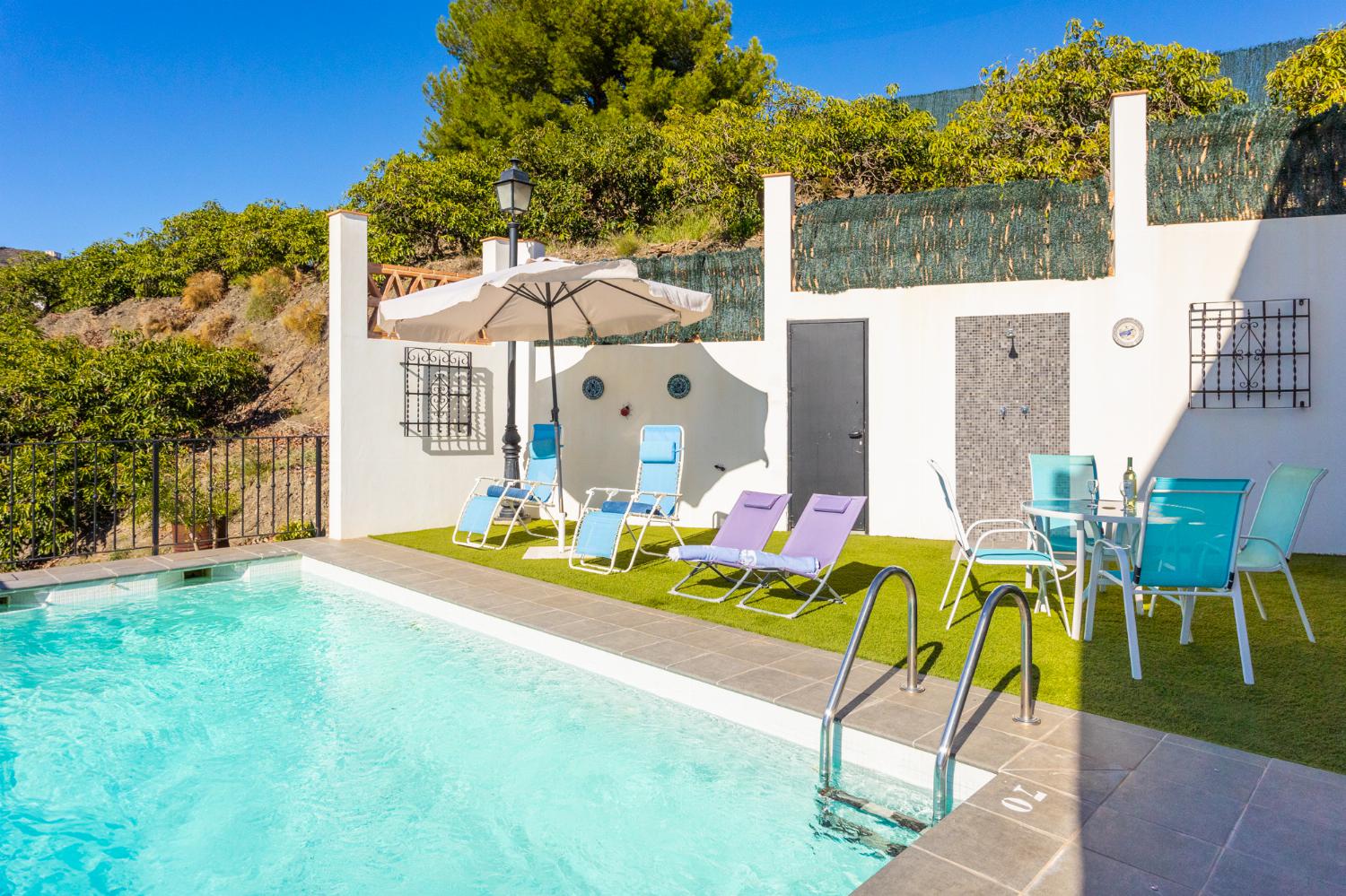 Private pool and terrace with sea views