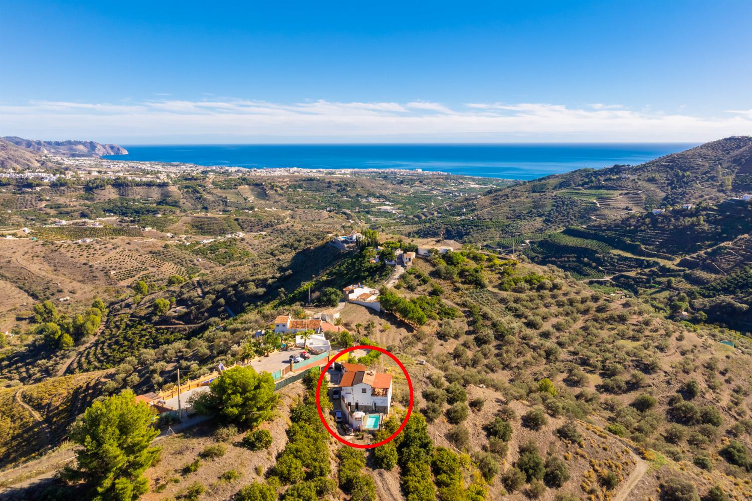 Aerial view showing location of Casa Jema