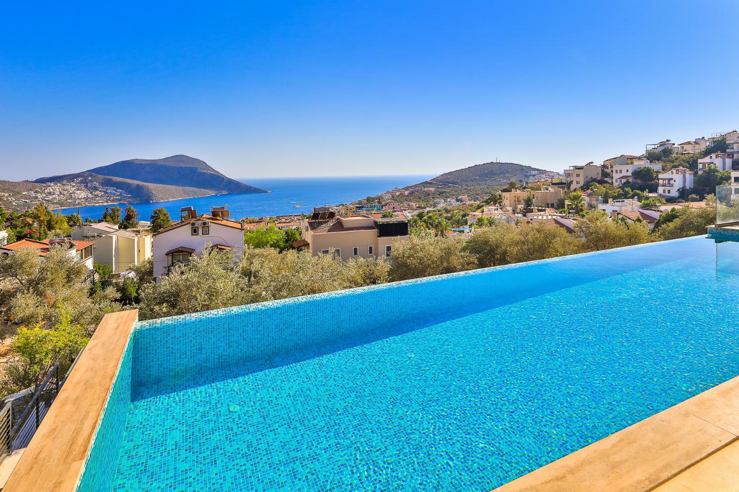 Private pool and terrace with panoramic sea views